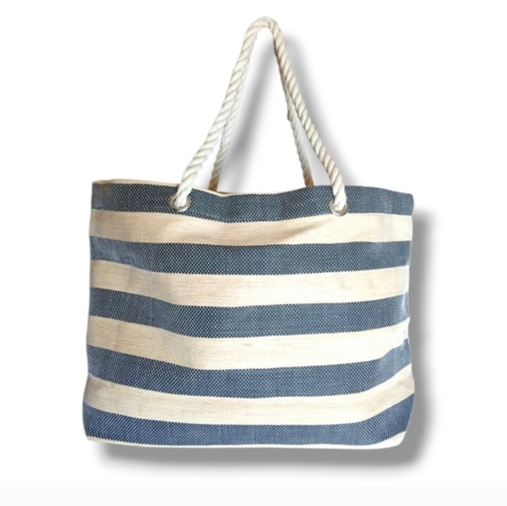 Striped Woven Straw Reusable Shopper NWOT